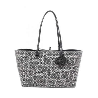 ロエベ LOEWE リピートアナグラム イーストウエスト トートバッグ バッグ キャンバス レザー レディース ベージュ系 / ネイビー系 【中古】