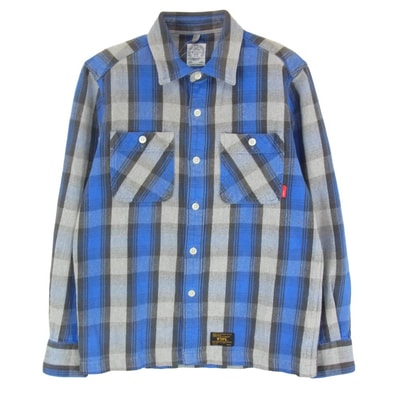 WTAPS ダブルタップス 長袖シャツ 15AW 152GWDT-SHM05 UNION L/S 01 SHIRT COTTON TEXTILE ユニオン ロング スリーブ シャツ コットン テキスタイル 長袖 ブルー系 S【美品】【中古】
