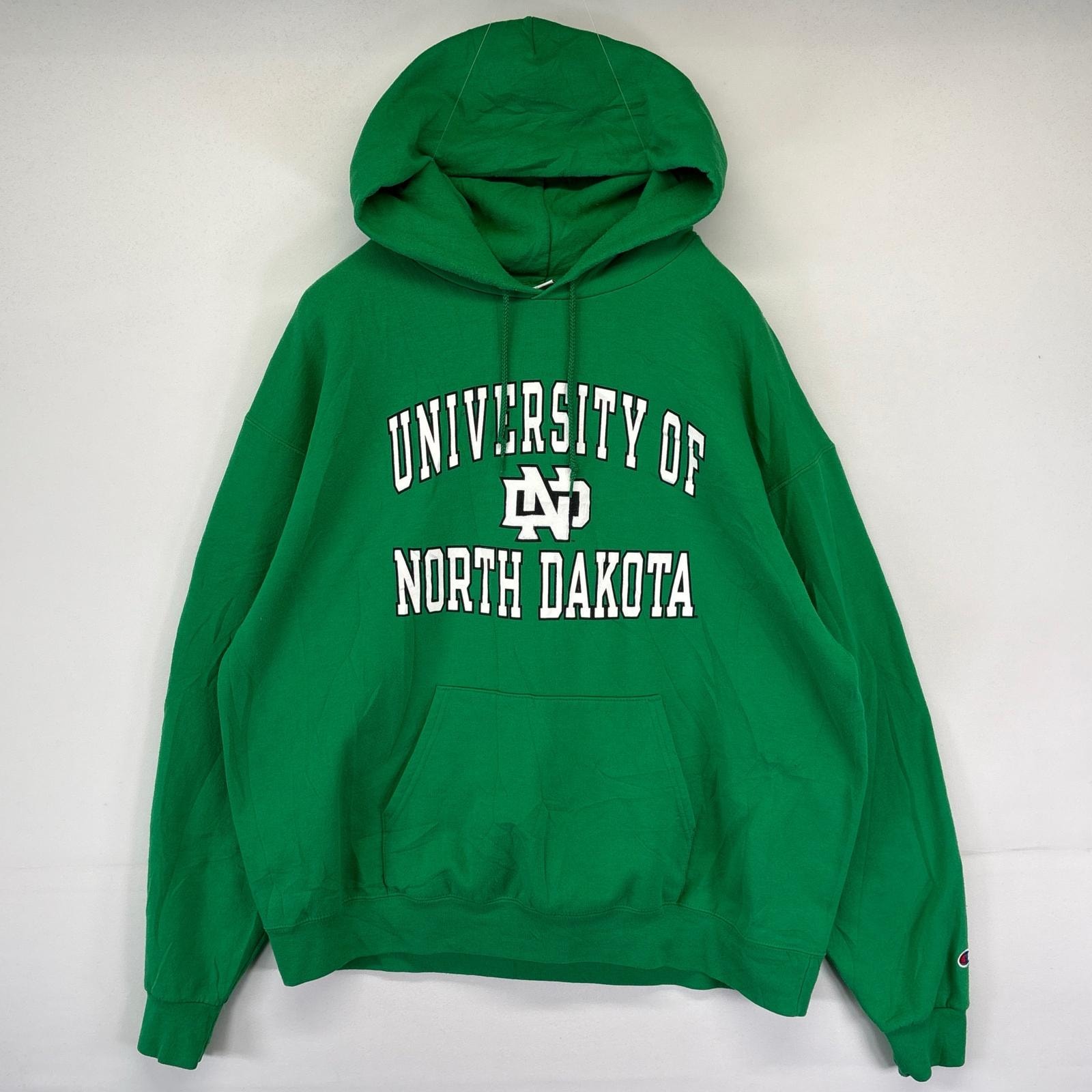 古着 チャンピオン Champion パーカー プルオーバー スウェット カレッジロゴ フーディ 大きいサイズ XL グリーン メンズ
