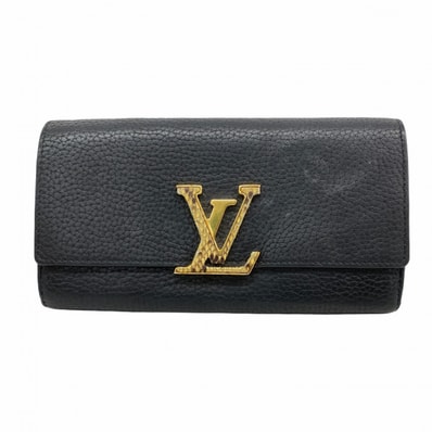 【6cd5145】ルイヴィトン 長財布 トリヨン ポルトフォイユカプシーヌ N90129 ノワール パイソン【中古】レディース