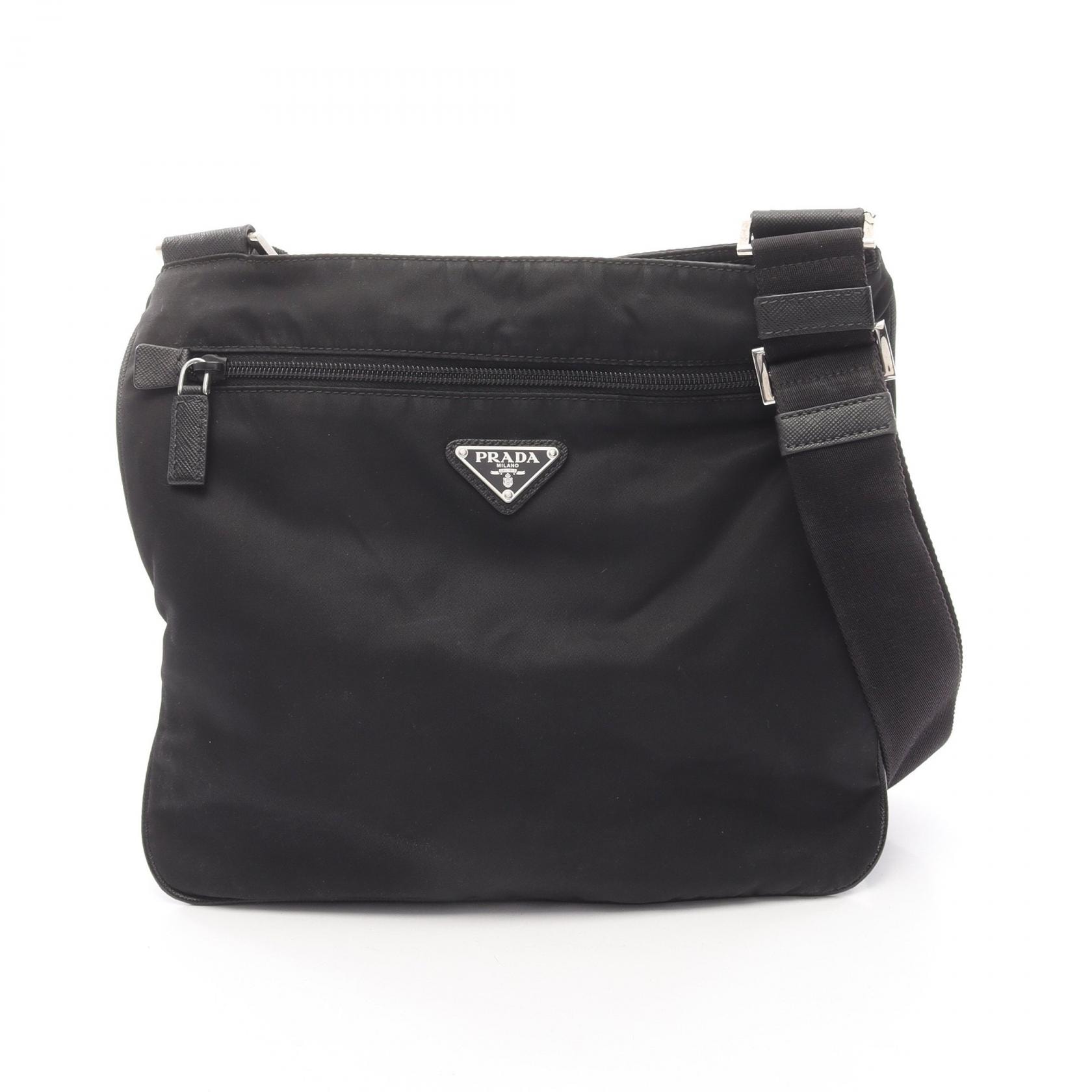 プラダ PRADA ショルダーバッグ バッグ ナイロン サフィアーノレザー レディース ブラック系 【中古】