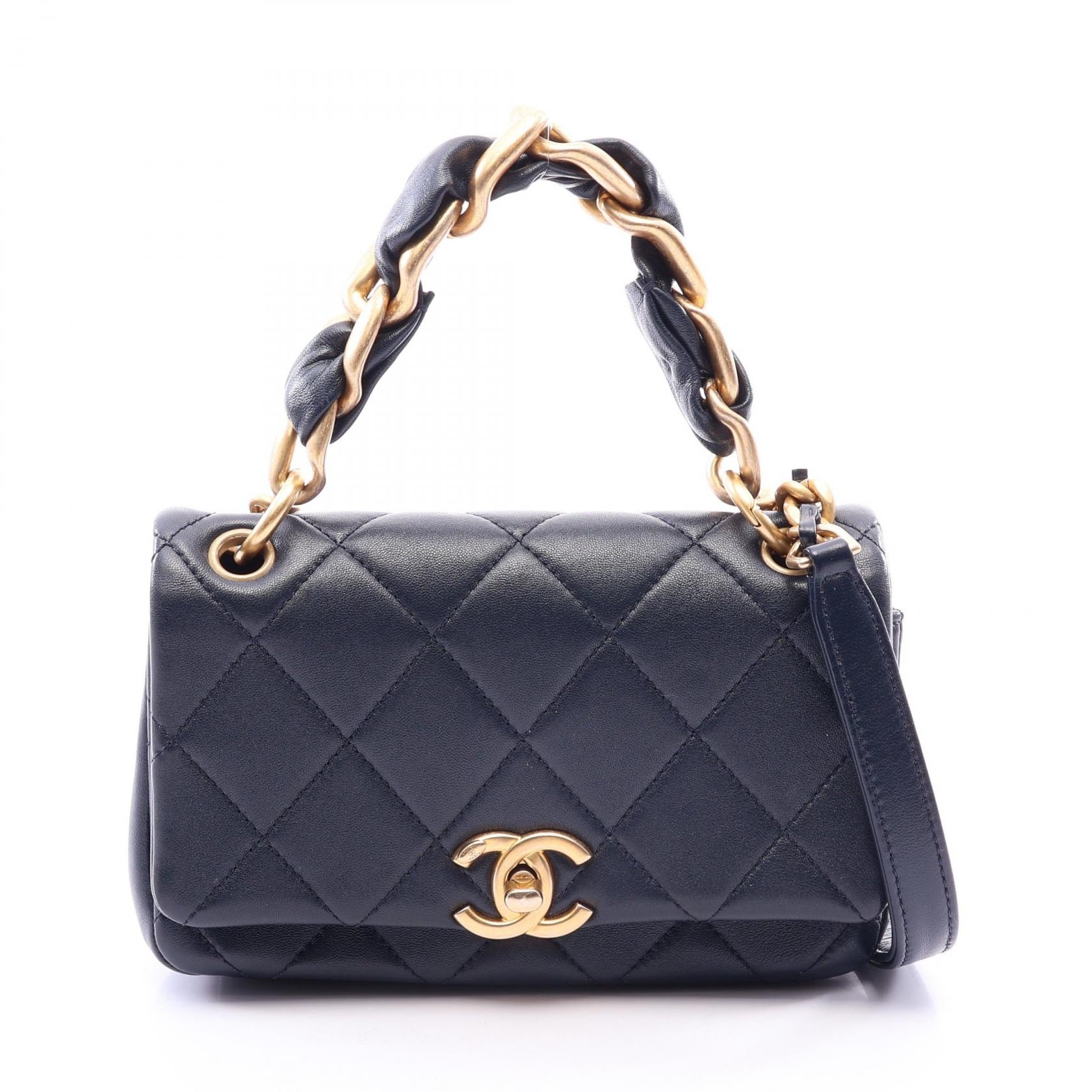 シャネル CHANEL マトラッセ 2WAY ショルダーバッグ バッグ ラムスキン(羊革) レディース ネイビー系 AS2387 【中古】
