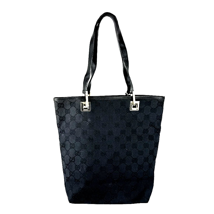 グッチ GUCCI ハンドバッグ GGキャンバス/レザー ブラック レディース【中古】 z10822