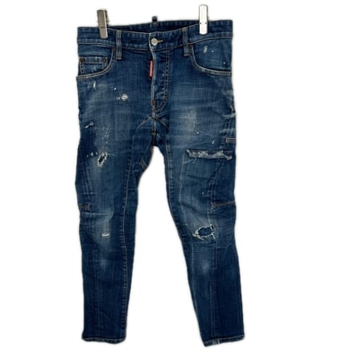 ディースクエアード S74LB0714 インディゴ コットン ダメージ加工 ボタンフライ TIDY BIKER JEAN 44