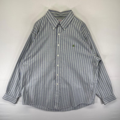 古着 ブルックスブラザーズ Brooks Brothers 長袖シャツ ボタンダウン ワンポイントロゴ刺繍 1818 XL ブルー系 ストライプ メンズ