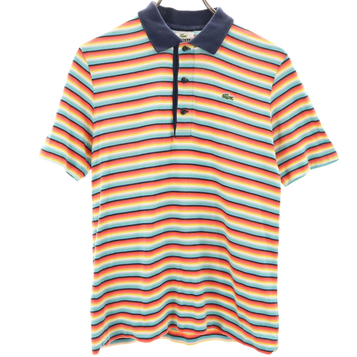 LACOSTE ラコステ USA製 ボーダー柄 半袖 ポロシャツ 2 マルチ
