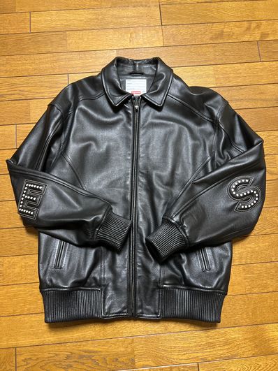 Supreme Studded Arc Logo Leather Jacket "Black"