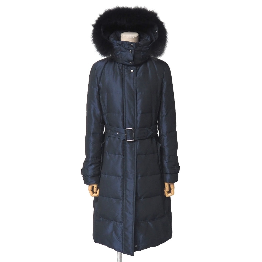 ■美品■BURBERRY バーバリー コート サイズ38 ダウンコート フォックスファー ベルテッド ロングコート ブランド古着【中古】20251231/RA7015