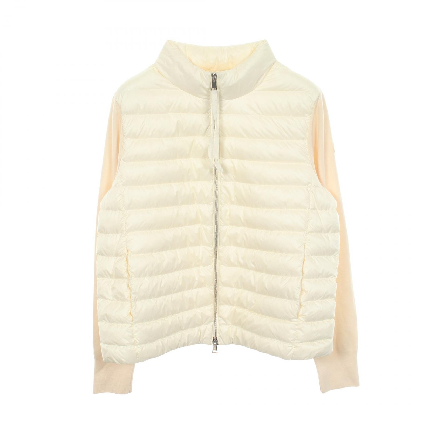 モンクレール MONCLER ニット切替 ダウンジャケット 衣料品 アウター ナイロン ウール レディース ホワイト系 9B50400 【中古】