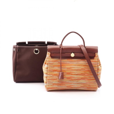 エルメス HERMES エールバッグPM 2WAY ハンドバッグ バッグ トワルオフィシエ / ヴィブラート トワルオフィシエ □F刻印(2002年製造) レディース ブラウン系 / マルチカラー 【中古】