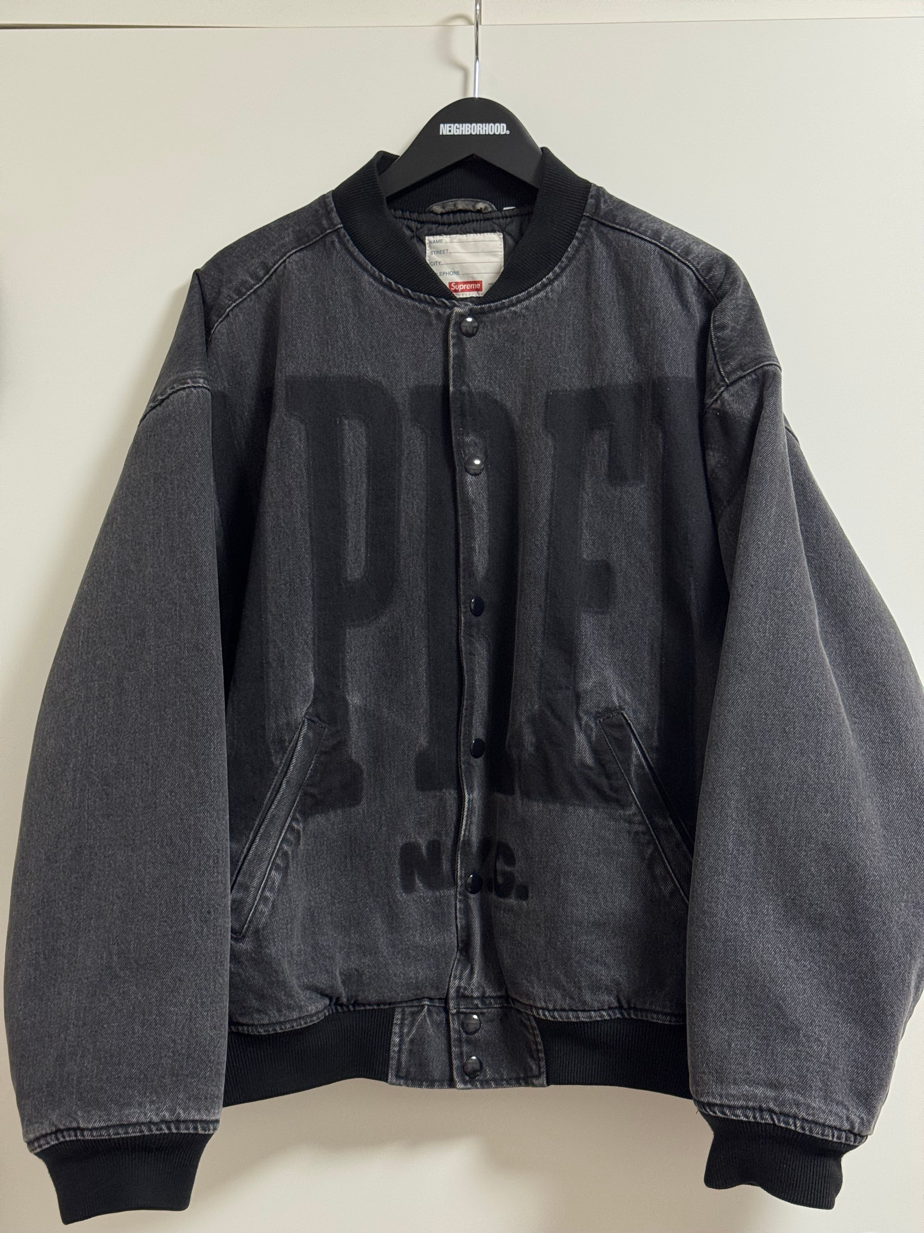 Supreme Washed Knockout Denim Varsity Jacket "Washed Black"