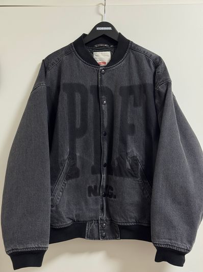 Supreme Washed Knockout Denim Varsity Jacket "Washed Black"
