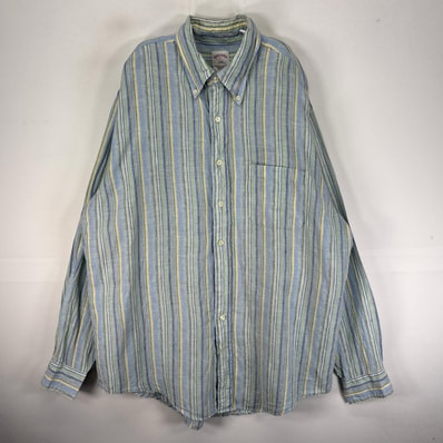 古着 ブルックスブラザーズ Brooks Brothers 長袖シャツ 胸ポケット L ブルー系 ストライプ メンズ