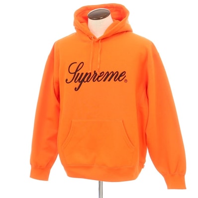 【中古】シュプリーム Supreme 2024年秋冬 Embroidered Script Hooded Sweatshirt コットンポリエステル パーカー ブライトオレンジ【サイズXL】【メンズ】