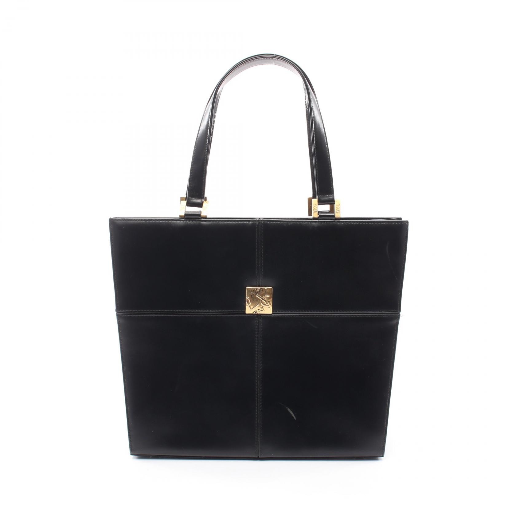 イヴ・サンローラン YVES SAINT LAURENT YSLロゴ トートバッグ バッグ レザー レディース ブラック系 【中古】