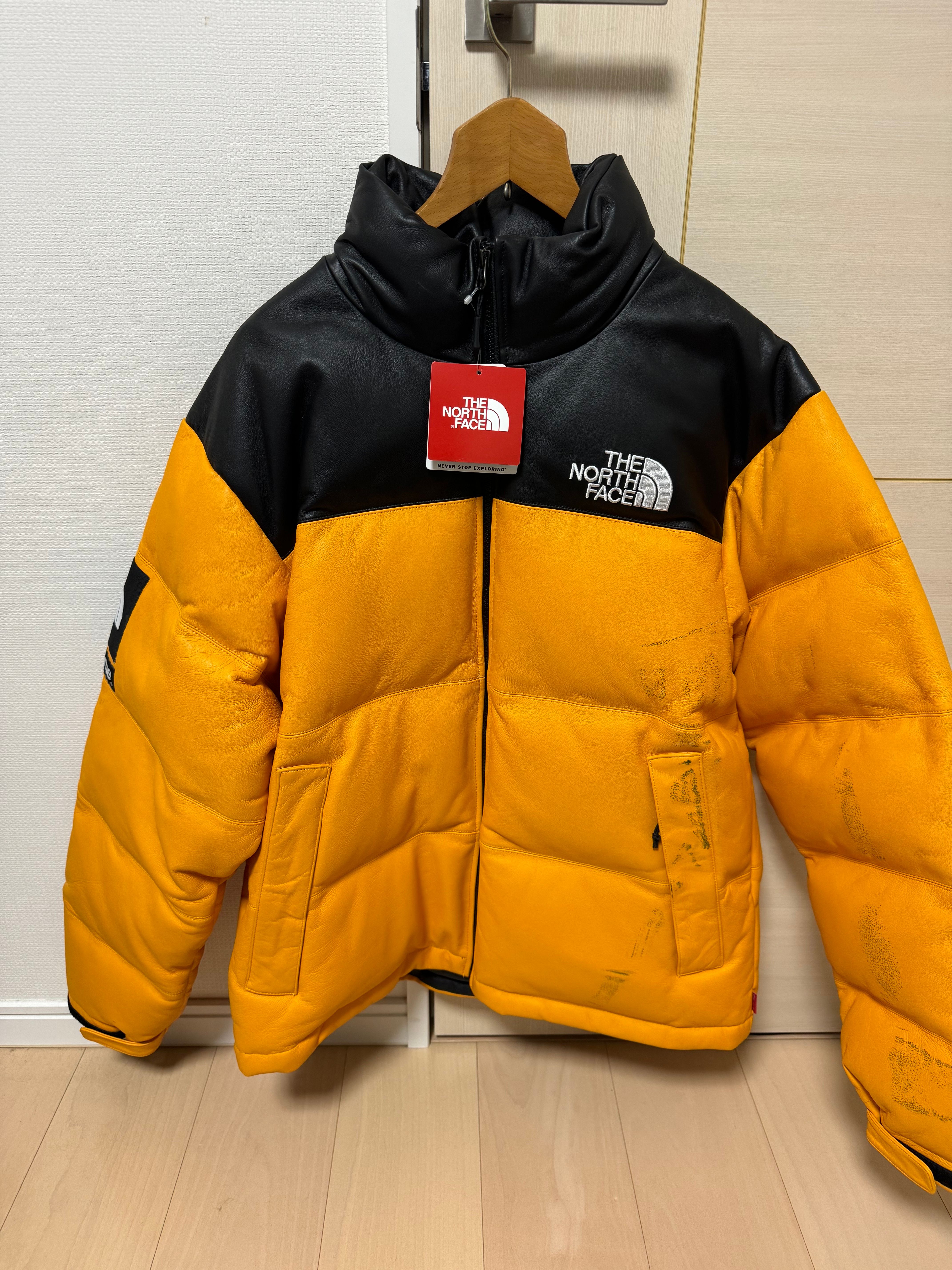 Supreme x The North Face Leather Nuptse Jacket "Yellow"