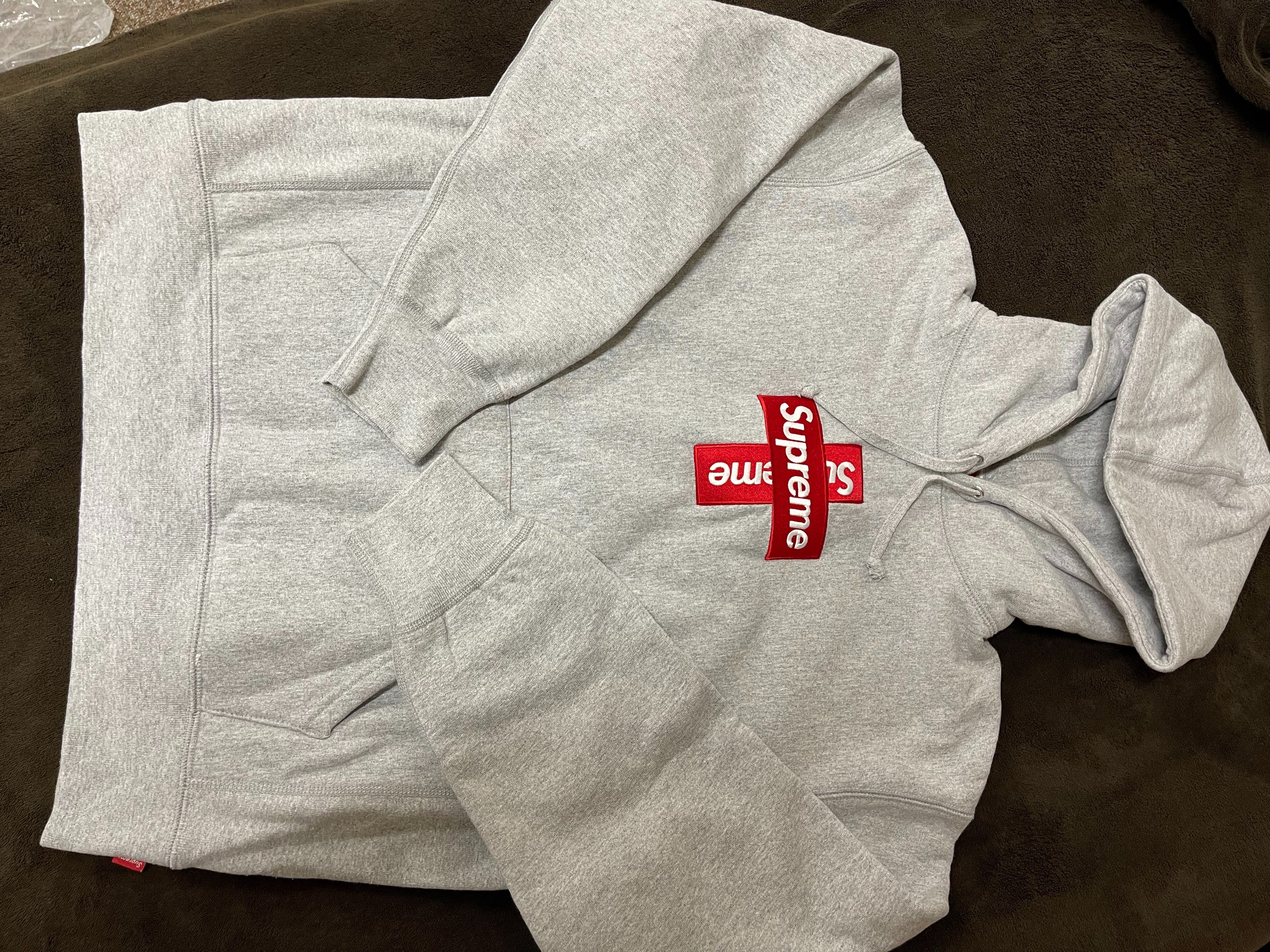 Supreme Cross Box Logo Hooded Sweatshirt "Grey"