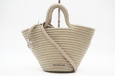美品 BALENCIAGA バレンシアガ イビザ スモール バスケットバッグ ベージュ 650987 695612 2wayトートバッグ ベージュ ナイロン レディース