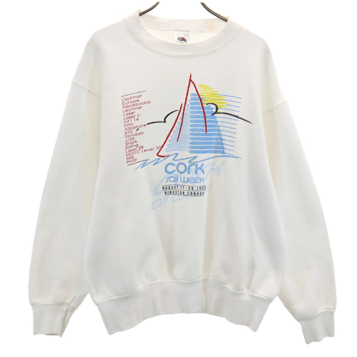 FRUIT OF THE LOOM フルーツオブザルーム 90s カナダ製 オールド 長袖 スウェット トレーナー M ホワイト