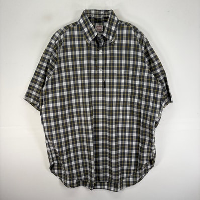 古着 60's/60年代 ヴィンテージ ブルックスブラザーズ Brooks Brothers 半袖シャツ ボタンダウン プルオーバー M グリーン系 チェック メンズ
