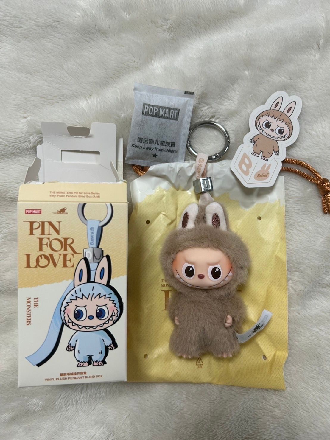 POP MART THE MONSTERS (LABUBU) Pin for Love Series-Vinyl Plush Pendant (A-M) B