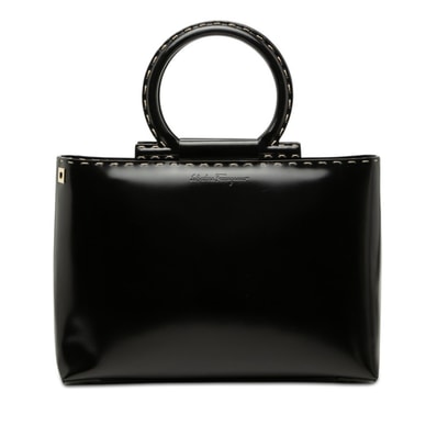 サルヴァトーレフェラガモ ハンドバッグ ブラック レザー レディース Salvatore Ferragamo 【中古】