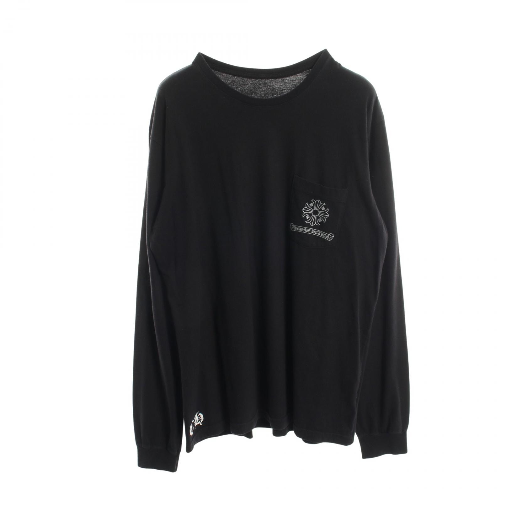 クロムハーツ CHROME HEARTS CHプラス ブロッククロス プリント クルーネック 長袖Tシャツ 衣料品 トップス コットン メンズ ブラック系 【中古】