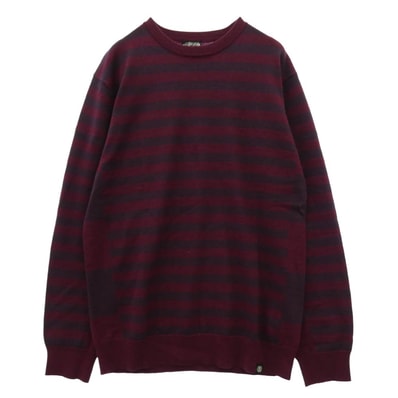 STUSSY ステューシー ボーダーライン ニット セーター ワインレッド系 XL【中古】