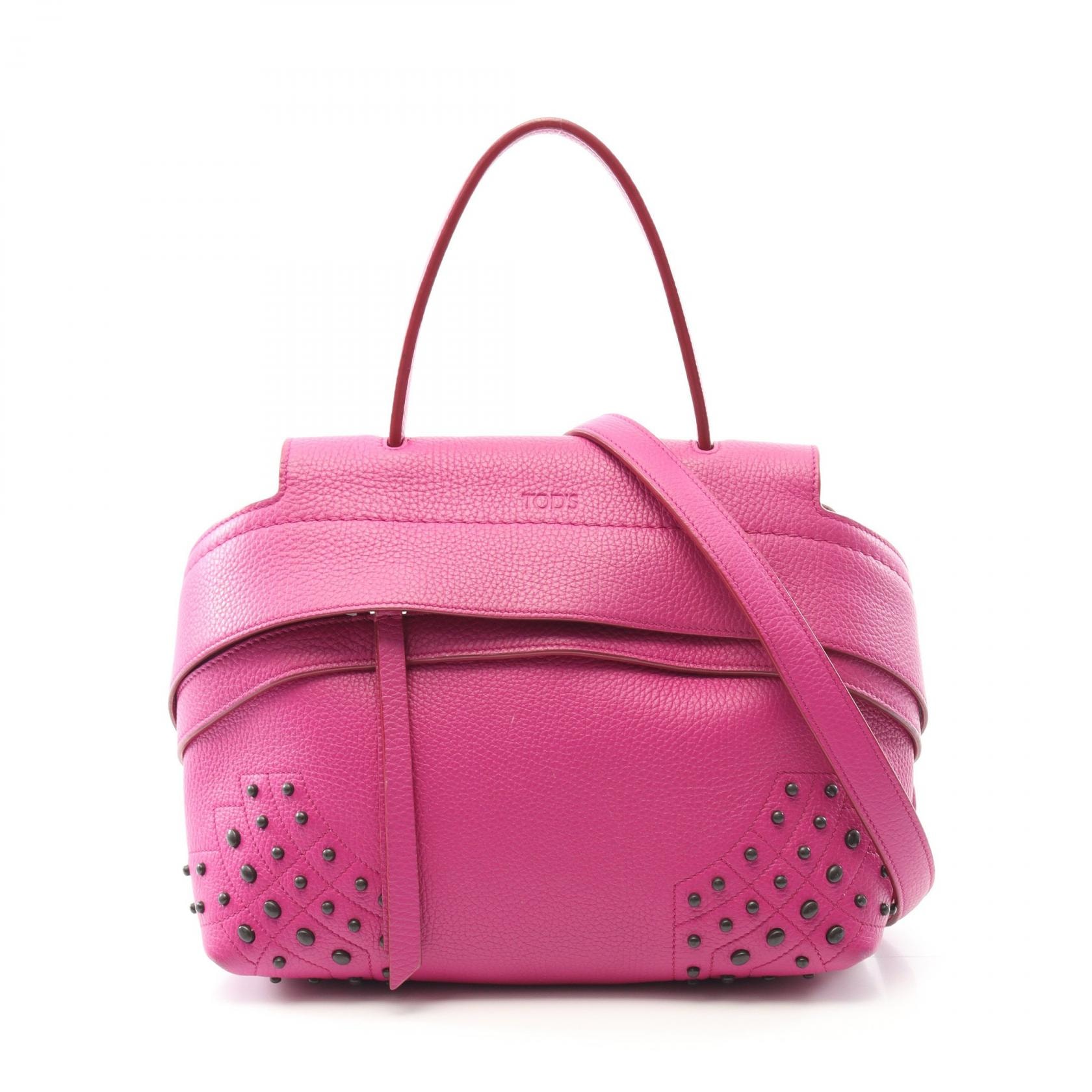 トッズ TOD'S WAVE BAG ウェーブバッグ ハンドバッグ バッグ レザー レディース ピンク系 【中古】