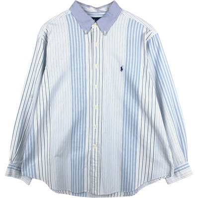 古着 ラルフローレン Ralph Lauren CLASSIC FIT クラシックフィット マルチストライプ 長袖 ボタンダウンストライプシャツ メンズXXL相当/eaa666253