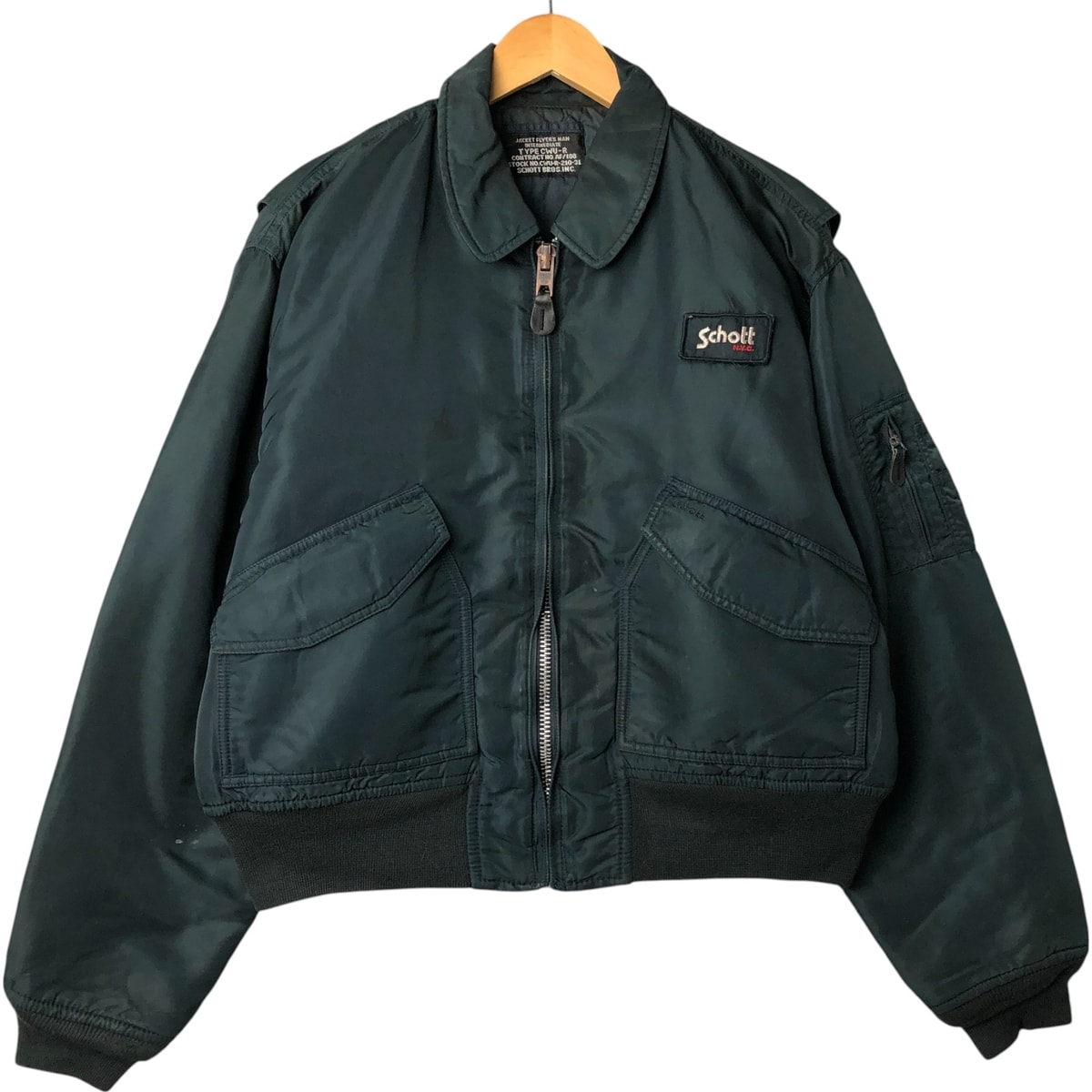 古着 90年代 民間品 ショット SCHOTT CWU-45/Pタイプ Hollofil 2 中綿入り ミリタリー フライトジャケット メンズXL相当 ヴィンテージ/eaa561937