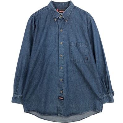 古着 00年代 ディッキーズ Dickies 長袖 ボタンダウンデニムシャツ メンズL相当/eaa643508