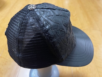 Chrome Herats Cemetery Trucker Leather Multi-Cross Patch Cap, Color..Black