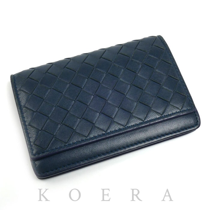 BOTTEGAVENETA ボッテガヴェネタ イントレチャート カードケース ネイビー 529121 メンズ【中古】