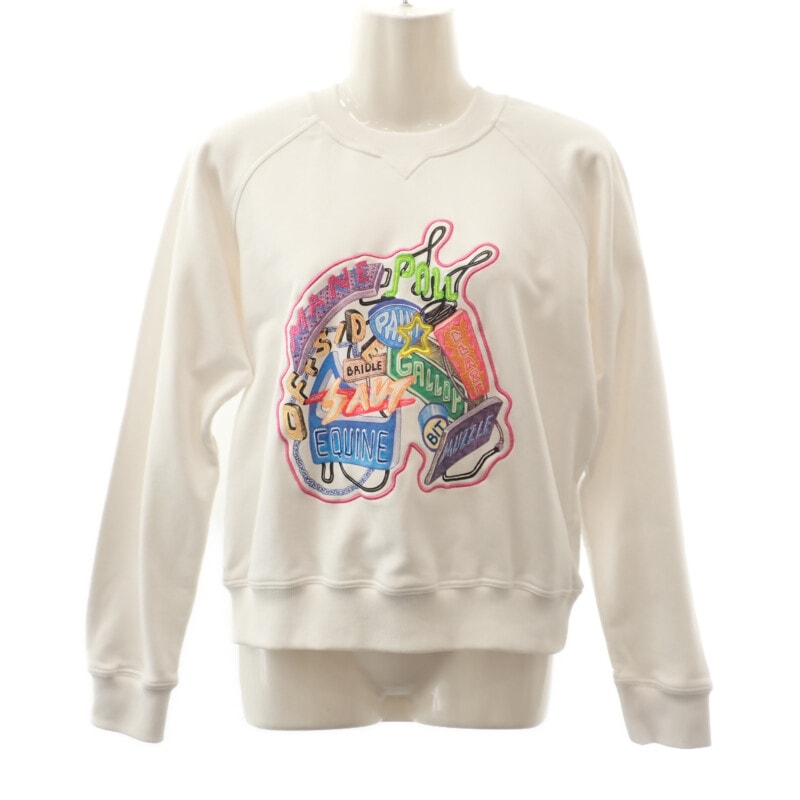 エルメス HERMES CHEVALOSCOP 23SS 36 3E4626DA スウェット コットン ホワイト ネオン レディース メンズ【中古】【SAランク】