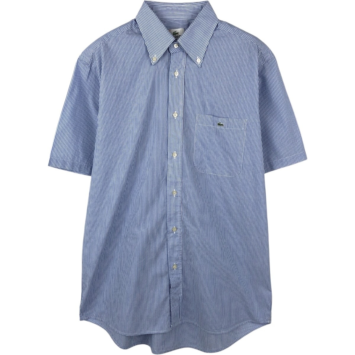 古着 00年代~ ラコステ LACOSTE ストライプ柄 半袖 ボタンダウン ストライプシャツ メンズM相当/eaa665158