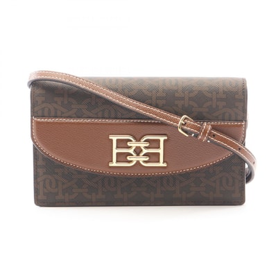 バリー BALLY マルチフォンウォレット ショルダーバッグ バッグ PVCコーティングキャンバス レザー レディース ブラウン系 【中古】