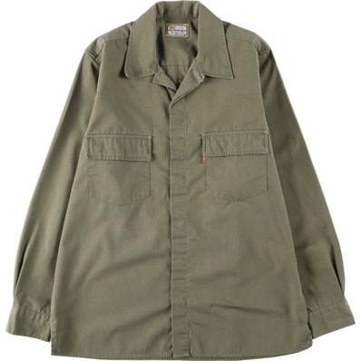古着 ~90年代 リーバイス Levi's STA-PREST スタプレ オープンカラー 長袖 ワークシャツ ボックスシャツ メンズL相当 ヴィンテージ/eaa637855