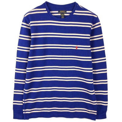 古着 ラルフローレン Ralph Lauren POLO RALPH LAUREN SLEEPWEAR ボーダー柄 サーマルロンT ワッフル メンズL相当/eaa654978