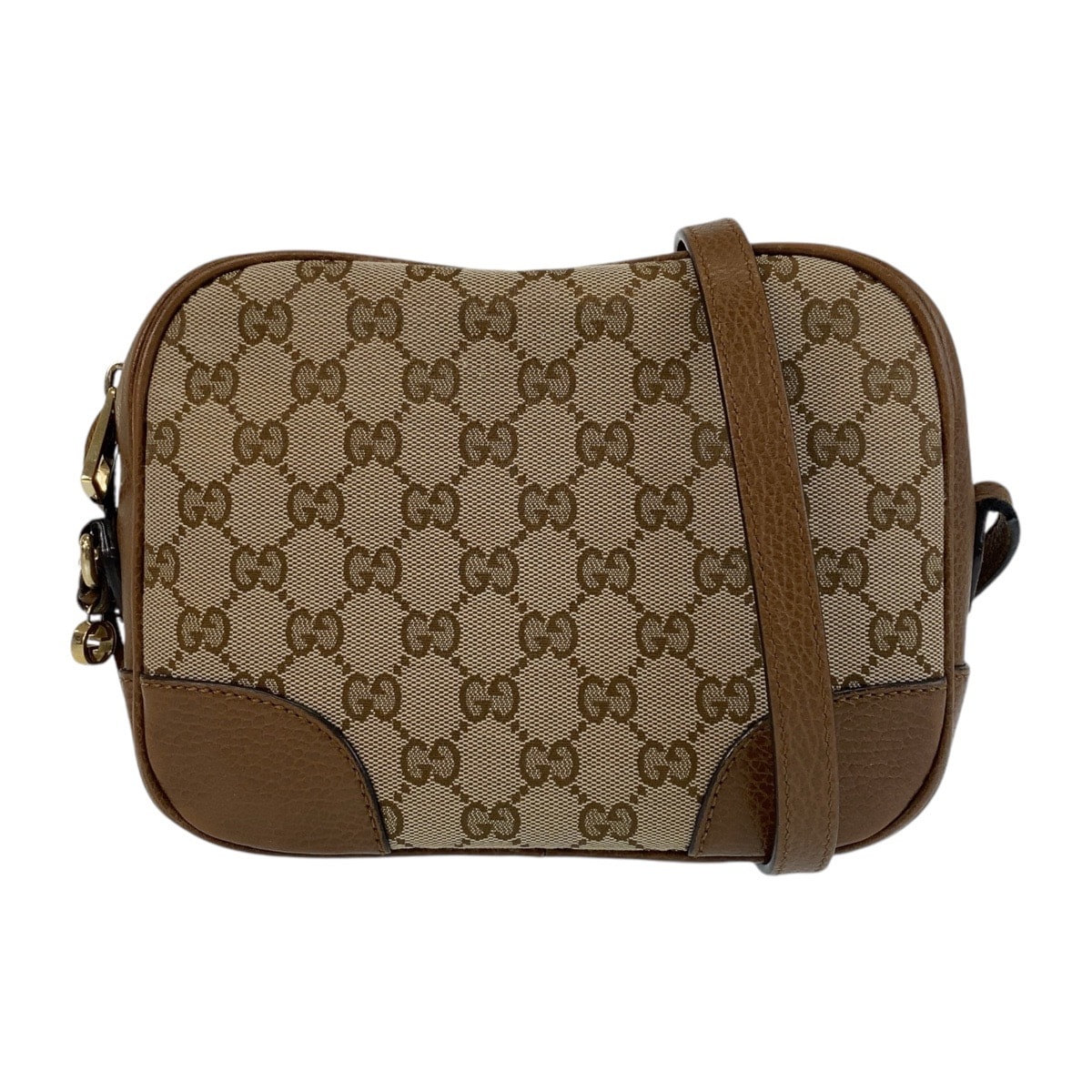 美品 GUCCI グッチ ブラウン ゴールド金具 GGキャンバス レザー/ 斜め掛け ショルダーバッグ ポシェット 504557 【中古】