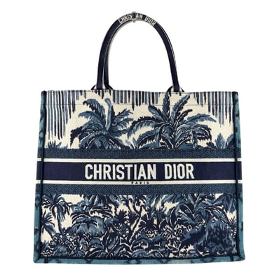 クリスチャンディオール Christian Dior ハンドバッグ ブックトート ラージ キャンバス ネイビー系 レディース【中古】 z9878