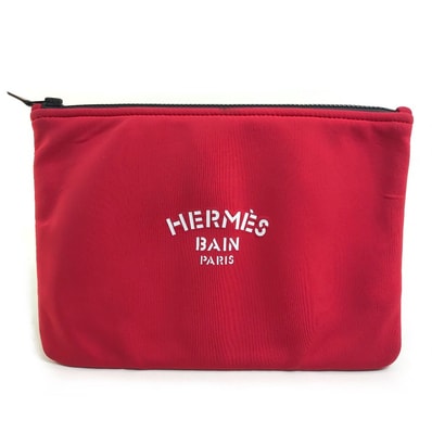 エルメス HERMES トゥルース フラット MM ネオバン カバン 小物入れ クラッチバッグ ポーチ ポリアミド レッド