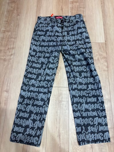 Supreme Fat Tip Jacquard Regular Jean "Black"
