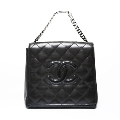 シャネル CHANEL 4番台 1992-1994 デカココマーク ロゴチェーン ハンドバッグ【中古】