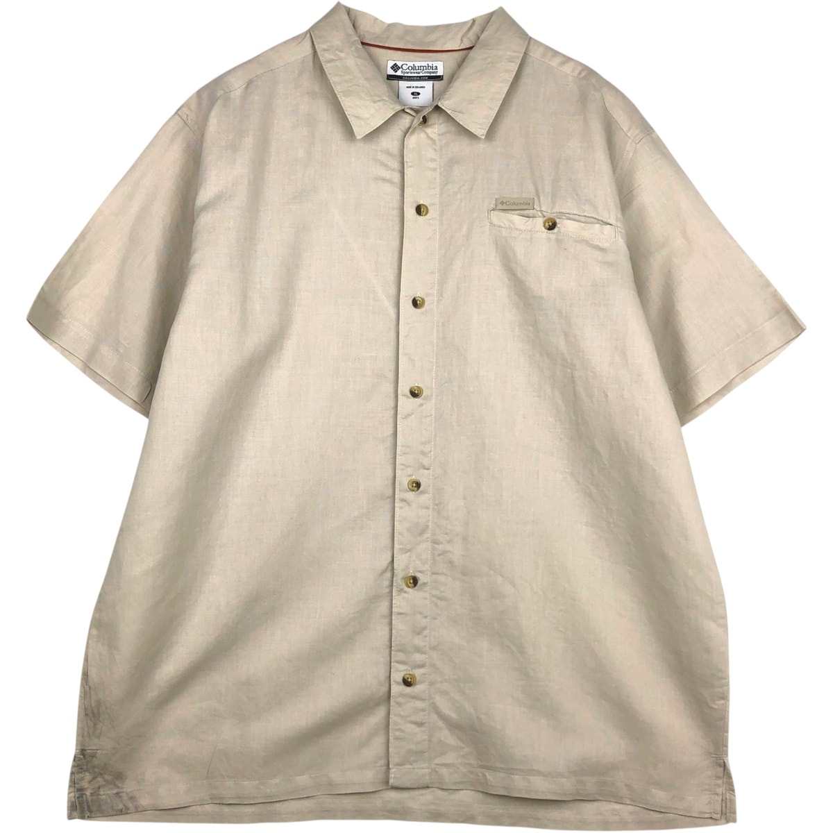 古着 00年代 コロンビア Columbia 半袖 ラミー×コットンシャツ ボックスシャツ メンズXL相当/eaa641574