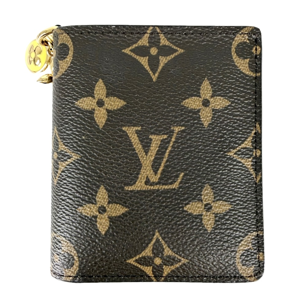 LOUIS VUITTON ルイヴィトン 二つ折り財布 ポケットウォレット・LVチャーム ミニウォレット ミニ財布 ゼスティライム M14628 モノグラムキャンバス ブラウン 茶 イエロー ゴールド金具 レディース 美品【中古品】