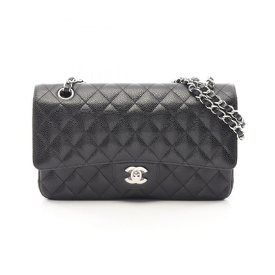シャネル CHANEL マトラッセ Wフラップ ショルダーバッグ バッグ キャビアスキン(グレインドカーフ) レディース ブラック系 【中古】