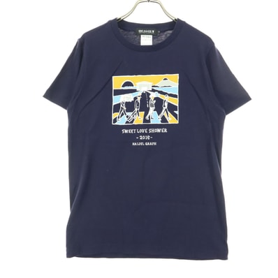 BEAMS ビームス NAIJELGRAPHデザイン 半袖 グラフィック Tシャツ S ネイビー