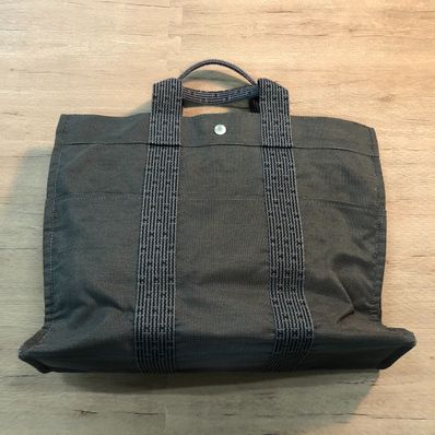 HERMES Her Line Canvas Tote Bag "Gray"