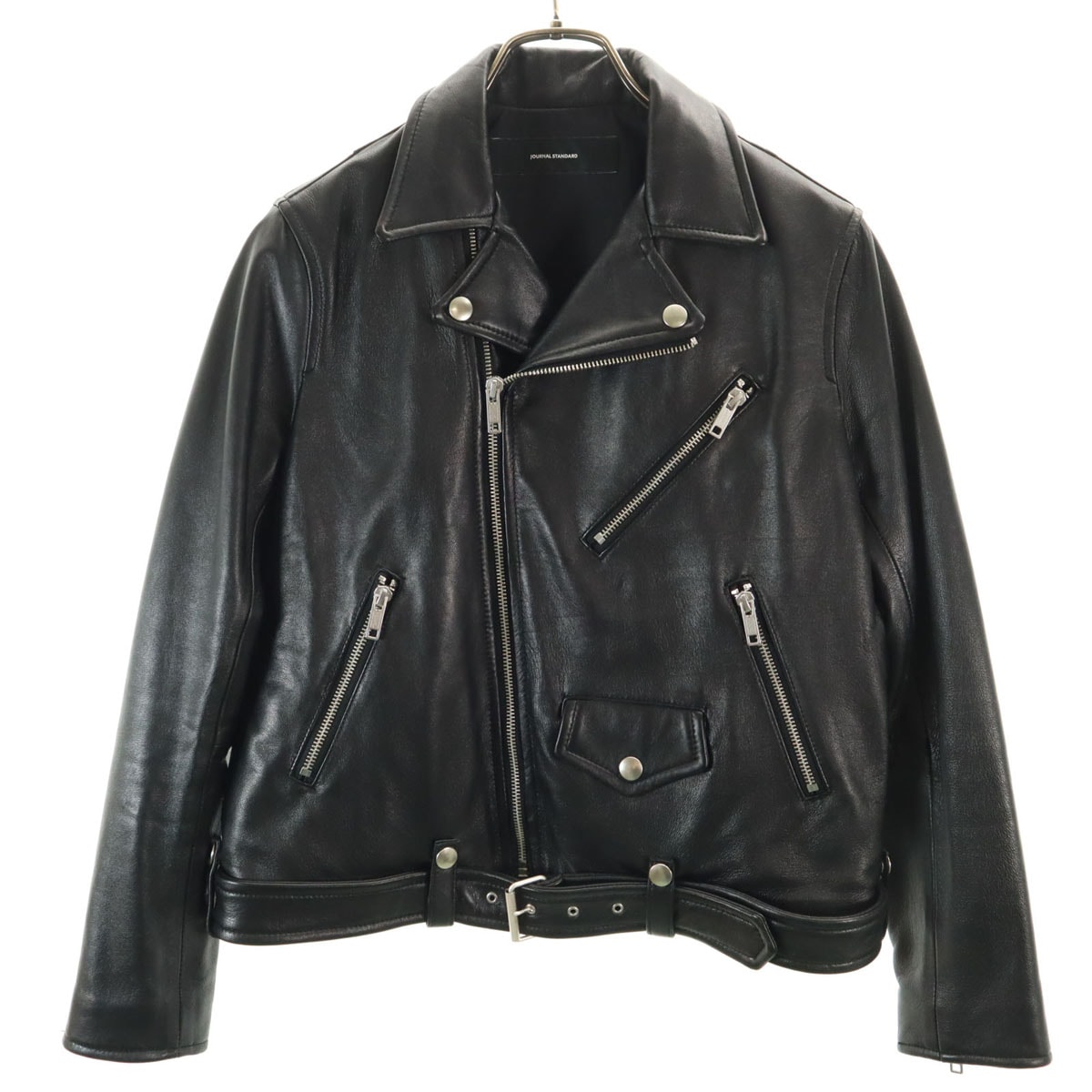 JOURNAL STANDARD ジャーナルスタンダード シープスキン レザー ダブルライダースジャケット S ブラック